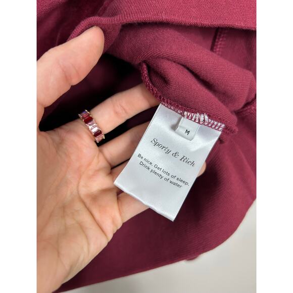 Sporty and Rich NWT Velour Longsleeve Polo Top Merlot Medium - Picture 10 of 12